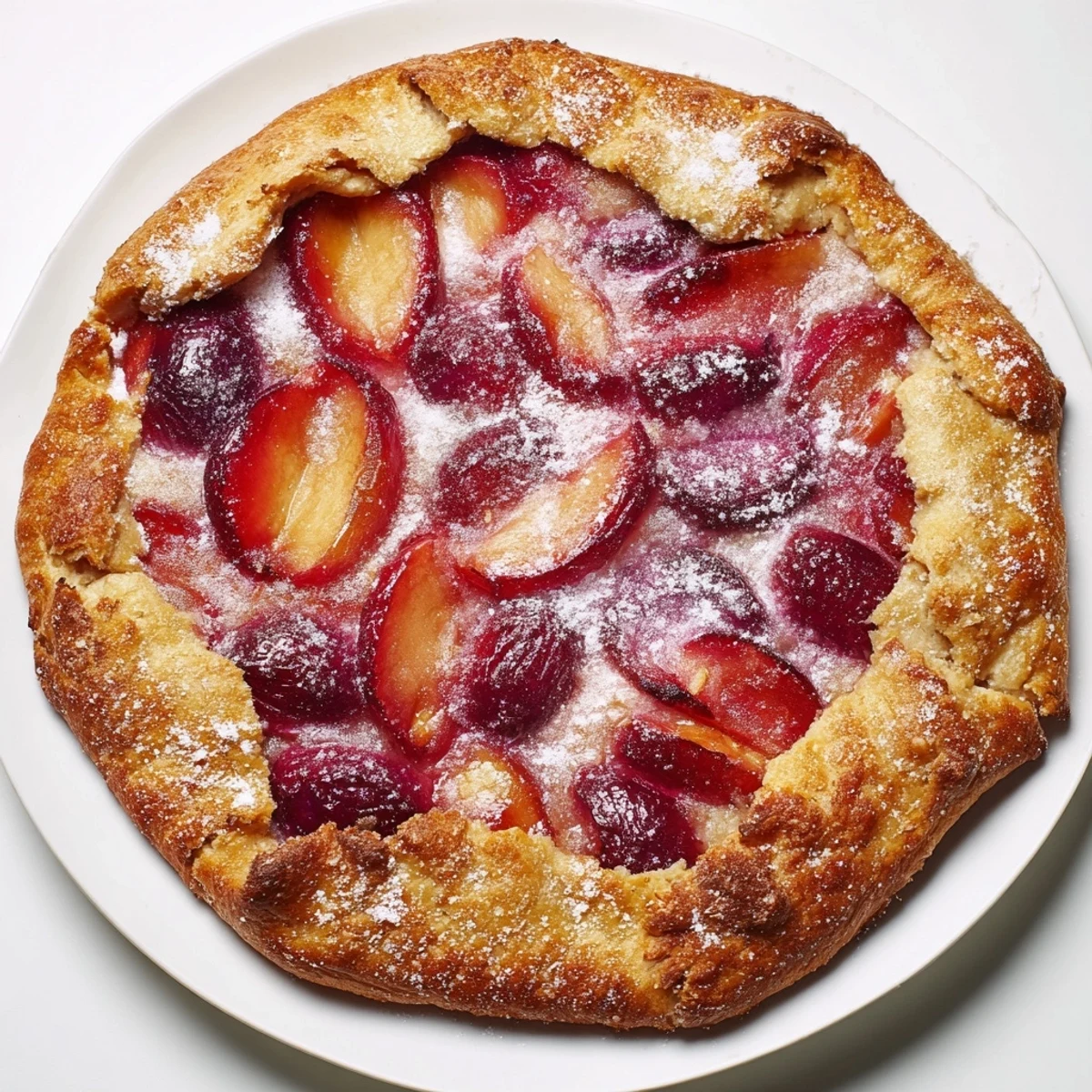 Golden-crusted Rustic Cherry and Vanilla Almond Galette, bubbling with sweet, juicy cherry filling, ready to enjoy.