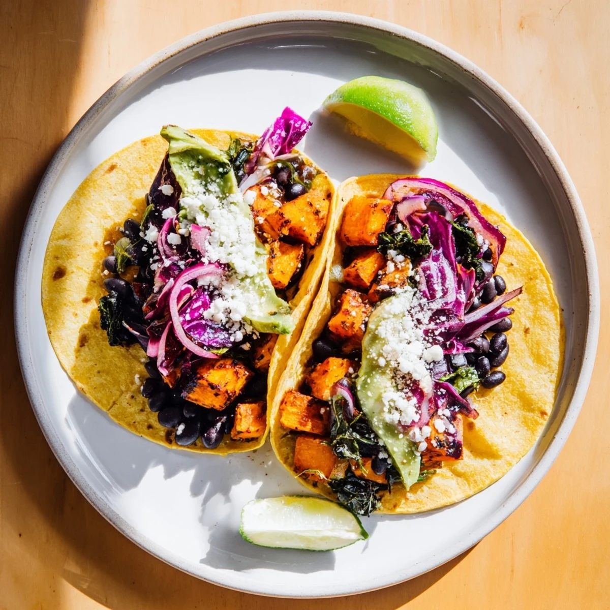 Imagine the colorful Quick Sweet Potato and Black Bean Tacos with fresh cilantro, a quick, complete meal.