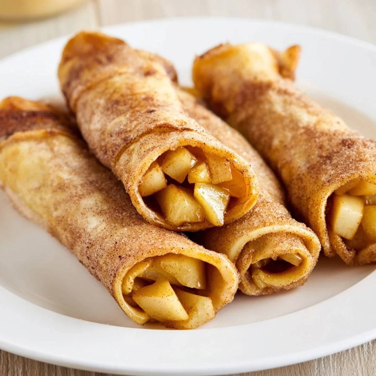 Golden-brown Apple Pie Roll-Ups fresh from the oven, ready to be enjoyed as a tasty dessert.