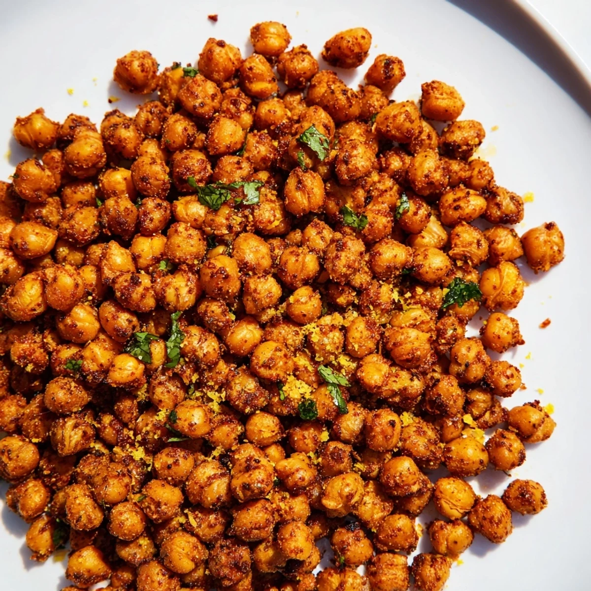 A bowl brimming with delicious Harissa Chickpea Roast, perfectly seasoned and ready for snacking or salads.