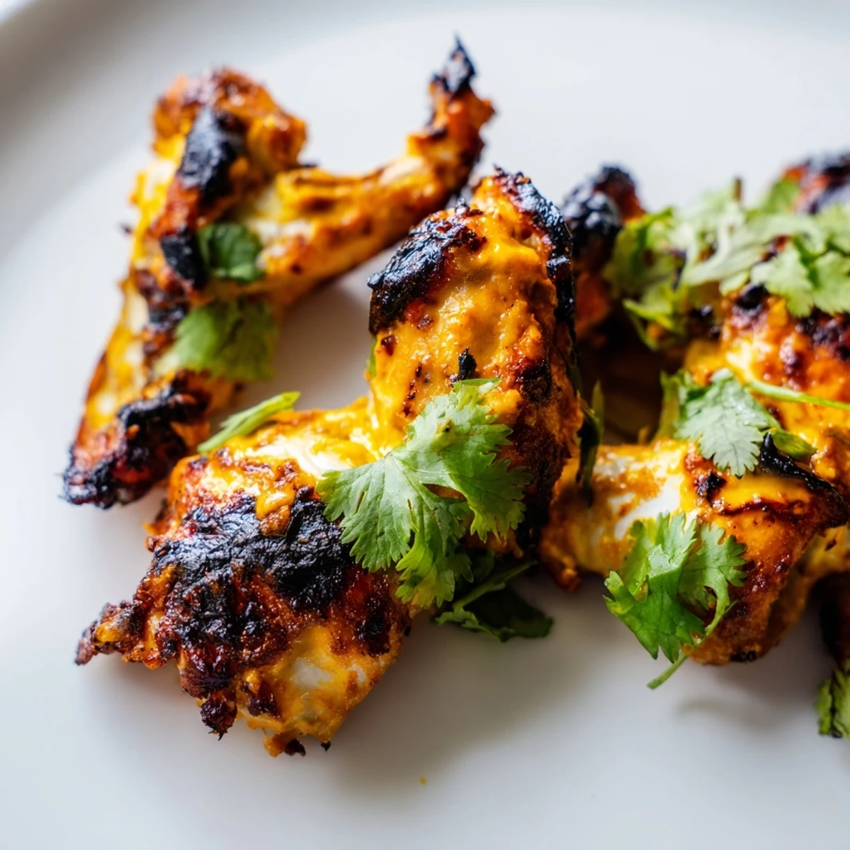 Tender chicken thighs coated in aromatic tandoori spices, roasted on a wire rack for maximum crispiness and served with lemon wedges.