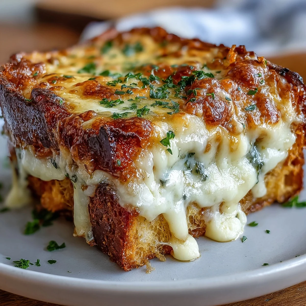 Slices of savory ham and buttery bread in a comforting Croque Monsieur Casserole, perfect for an easy French-inspired brunch or dinner.