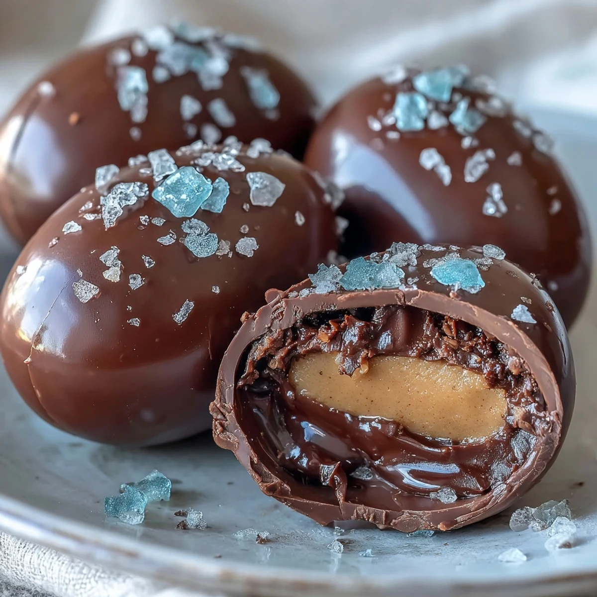 Dark Chocolate Peanut Butter Easter Eggs with Sea Salt