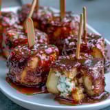 Sweet mini candy apple bites on toothpicks, perfect for parties and fall celebrations.