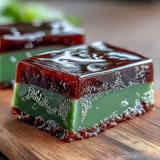 Beautiful two-layer Yokan; ruby red bean and emerald matcha, perfectly chilled.