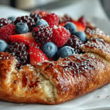 Rustic Summer Berry Galette with golden almond crust, fresh berries bursting.