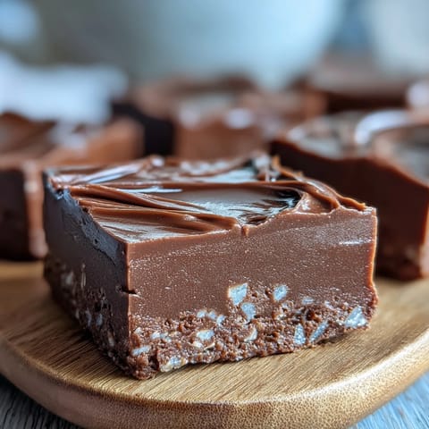 Freshly cut Hojicha Fudge squares on parchment, showcasing a rich, dense texture and deep roasted green tea color.