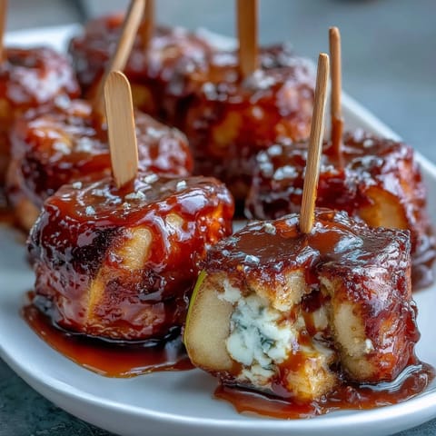 Sweet mini candy apple bites on toothpicks, perfect for parties and fall celebrations.