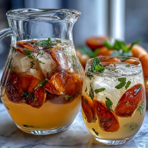Refreshing spring sangria mocktail with white grape juice, citrus slices, and fresh mint, perfect for sunny gatherings.  