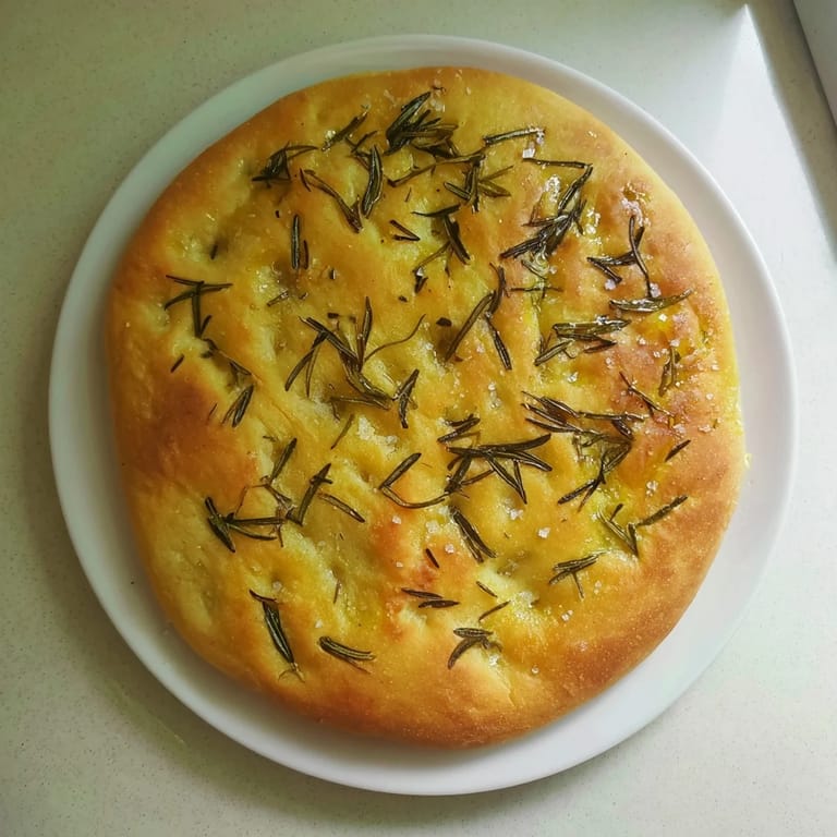 Taste the olive oil: this Simple Homemade Focaccia is topped with rosemary flakes and sea salt.