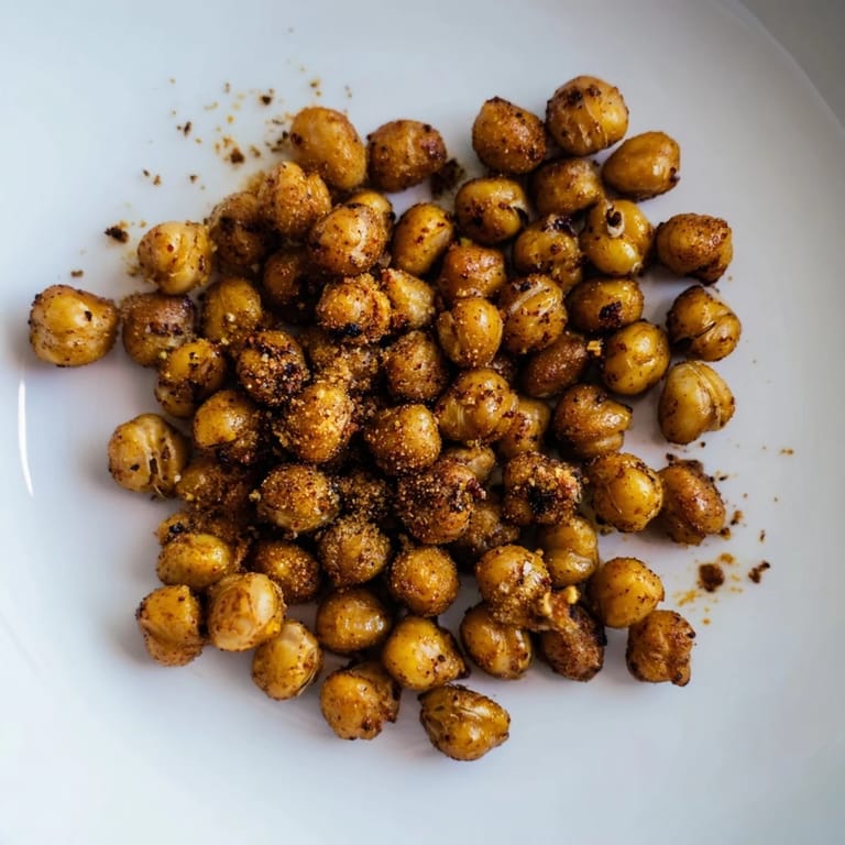 A bowl of flavorful crispy chickpea snack, ready to be enjoyed as a savory, healthy, vegan appetizer.