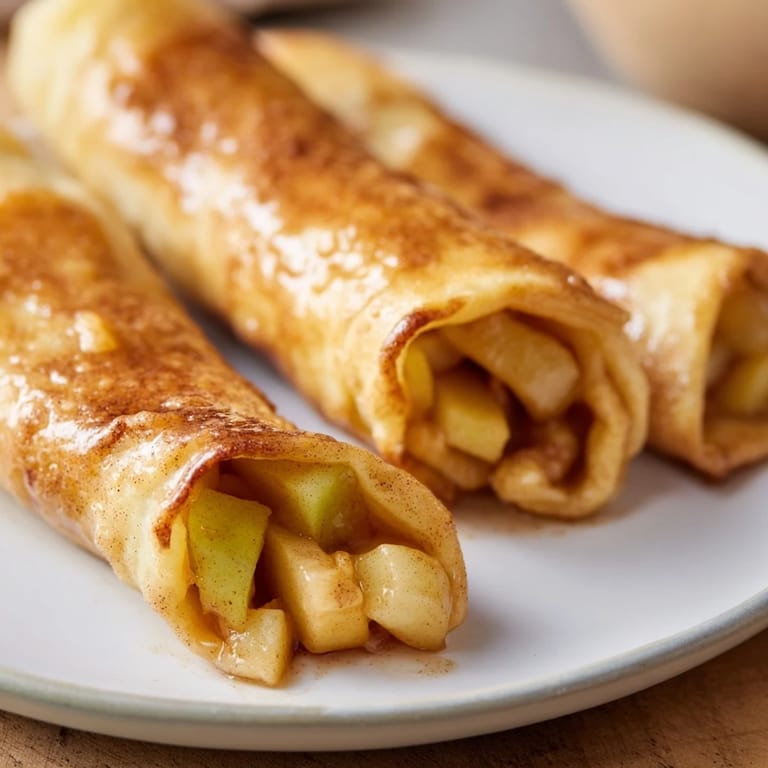 Warm, cinnamon-sugar coated Apple Pie Roll-Ups paired with a scoop of vanilla ice cream.