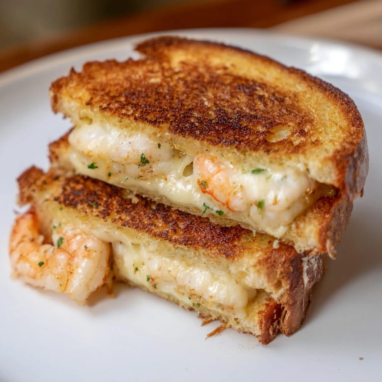 Golden, bubbly Quick Shrimp Grilled Cheese, perfectly toasted and oozing with cheesy, shrimp-filled goodness for dinner.