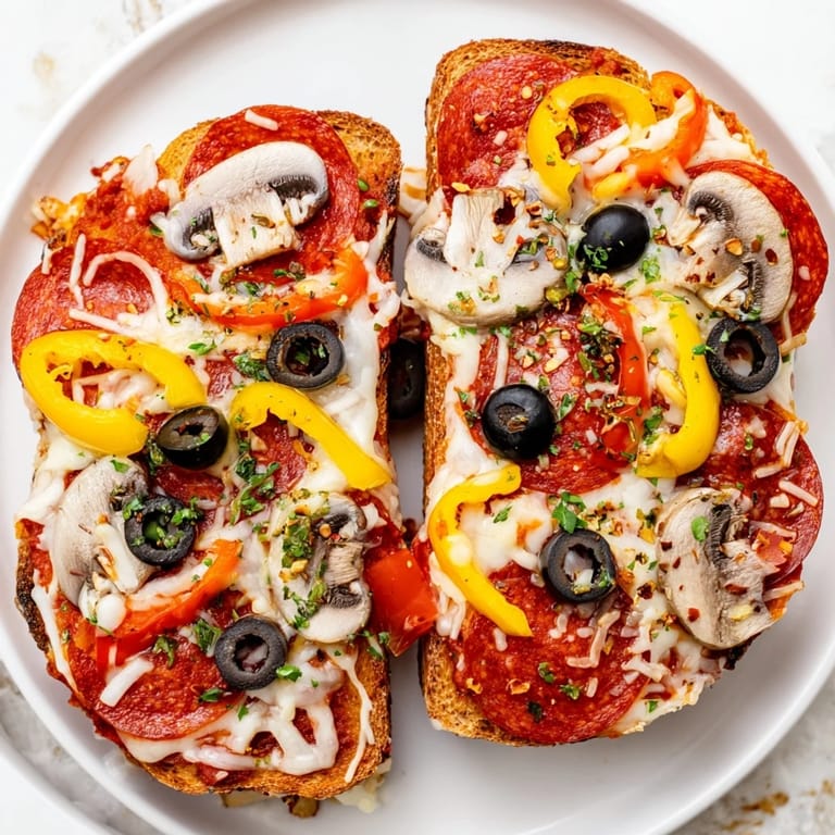 Enjoy the savory aroma of this Air Fryer Pizza Toast, loaded with toppings, ready in just minutes.
