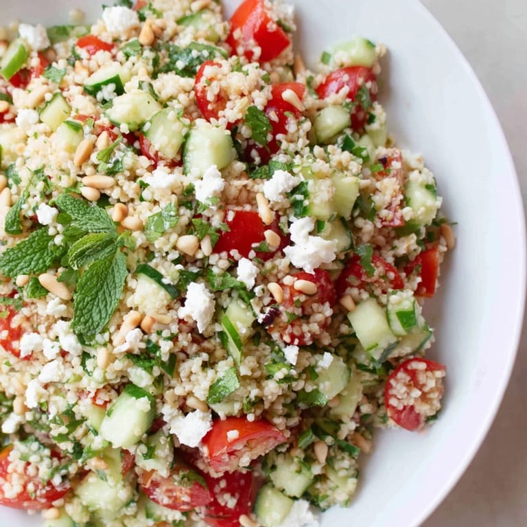 Fresh, flavorful Tabbouleh Grain Bowl, drizzled with lemon dressing, ready for a delicious vegetarian meal.