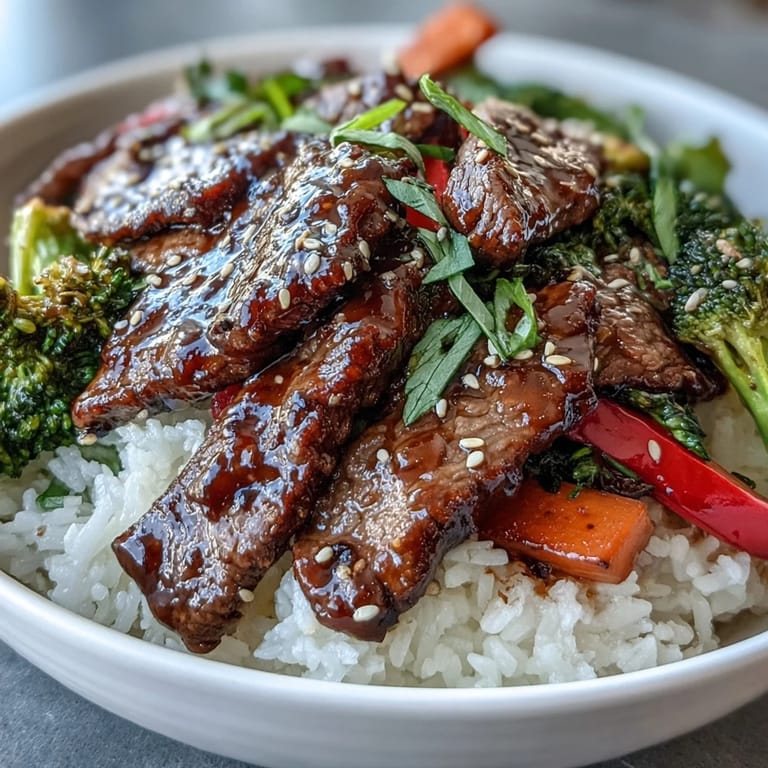 Teriyaki beef bowl features glossy sauce, crisp broccoli, and fluffy rice, perfect for a quick weeknight meal.