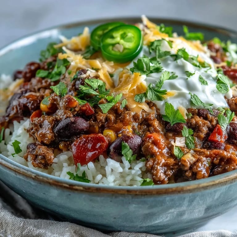 Spicy Chili Bowl Base with beans and corn in a rustic bowl, ready for jalapeños and lime wedges.