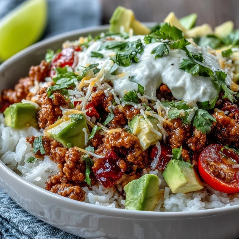 Juicy ground turkey and fresh toppings make this Turkey Taco Bowl delicious.