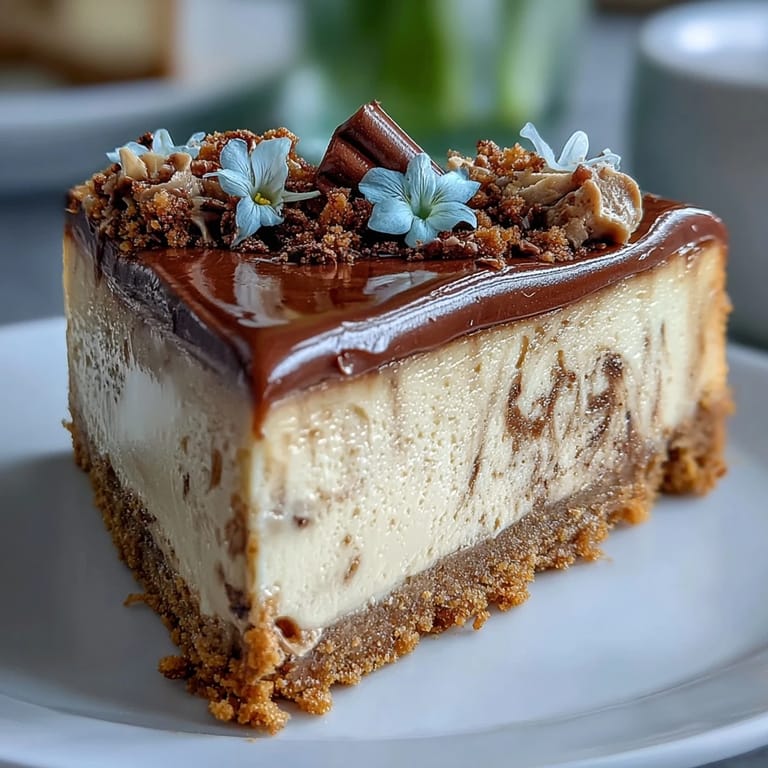 Homemade Hojicha Cheesecake cooling on a wire rack, featuring a cracked top and rich brown tea hue.
