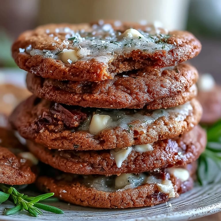 Close-up of a broken Brown Butter Hojicha & Earl Grey cookie revealing soft texture and melted white chocolate.