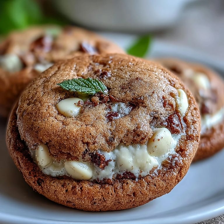 Golden Hojicha White Chocolate Cookies with cracked tops and creamy white chocolate pooling on a cooling rack.