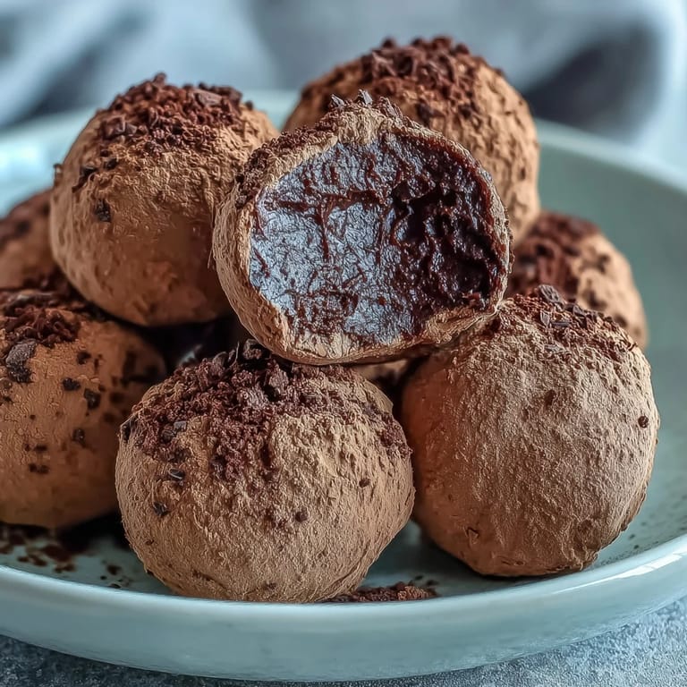 Hojicha Truffles arranged on a tray, highlighting the matte cocoa coating and inviting creamy centers ready to enjoy.