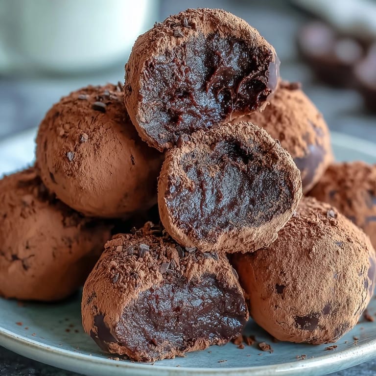 Close-up of Hojicha Truffles revealing their roasted tea aroma and glossy ganache texture, perfect for dessert plating.