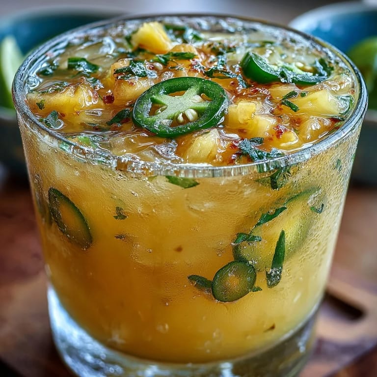 Sweet and spicy Pineapple Jalapeño Agua Fresca ready for summer sipping.
