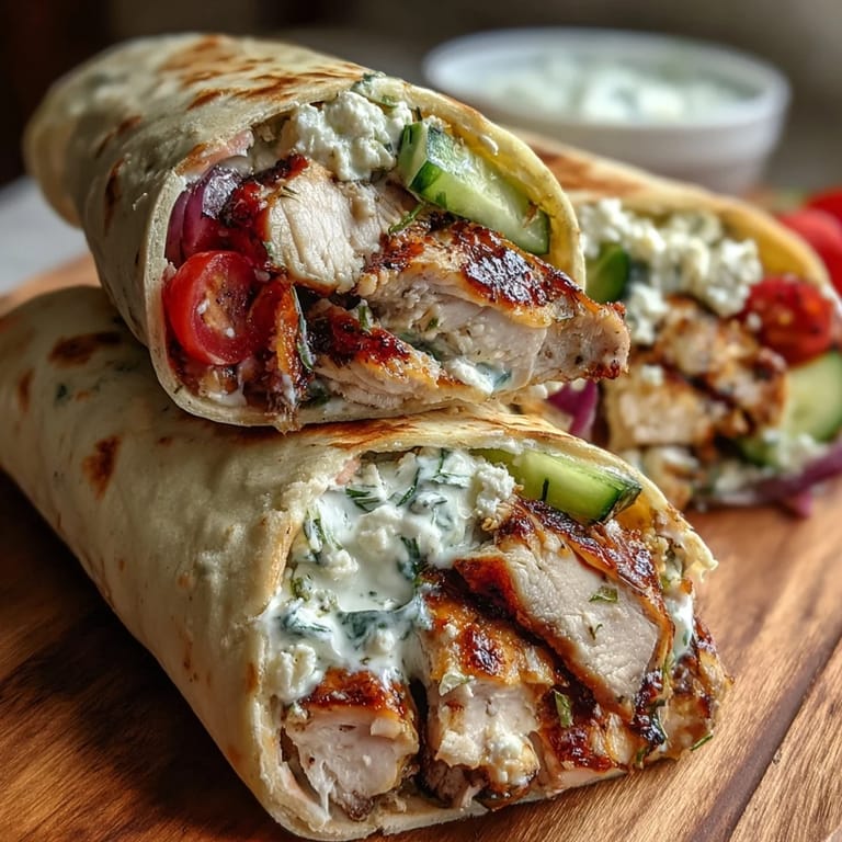 Gourmet Tzatziki Chicken Wraps ready to be devoured for a satisfying lunch.