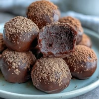 Hojicha Truffles rolled in roasted green tea powder, showcasing their rich dark chocolate finish and elegant bite size.