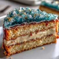 Teal Gold Geode Slice Cake