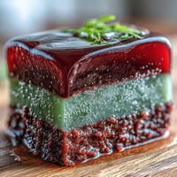 Yokan Japanese Red Bean Jelly with Matcha: layered dessert, smooth, vibrant green.
