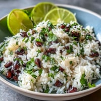 Vibrant Coconut Lime Rice with Cilantro and Black Beans, bright and zesty.